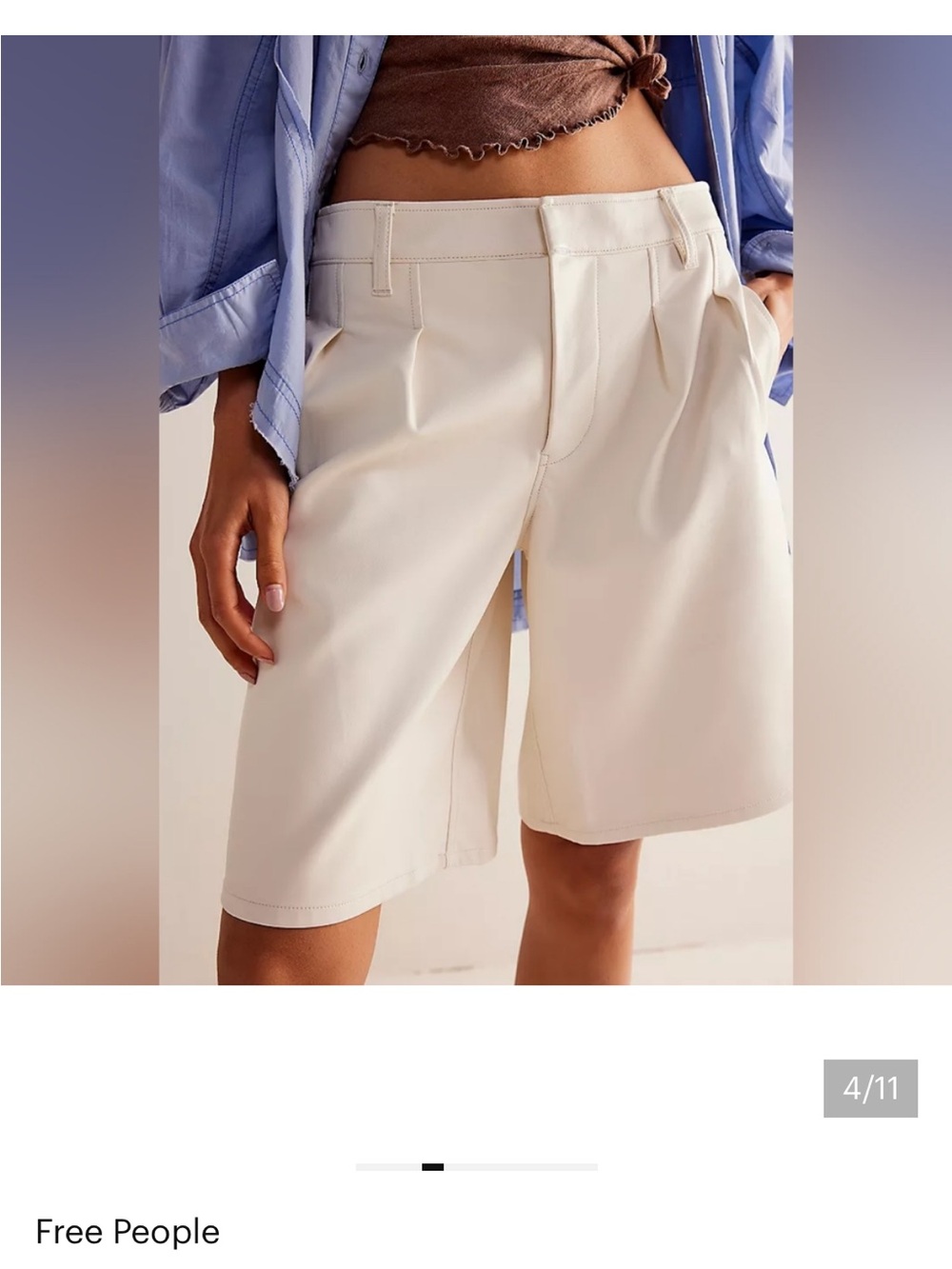 *NWOT* We The Free Alandale Vegan Trouser Shorts in Ivory. Size:0